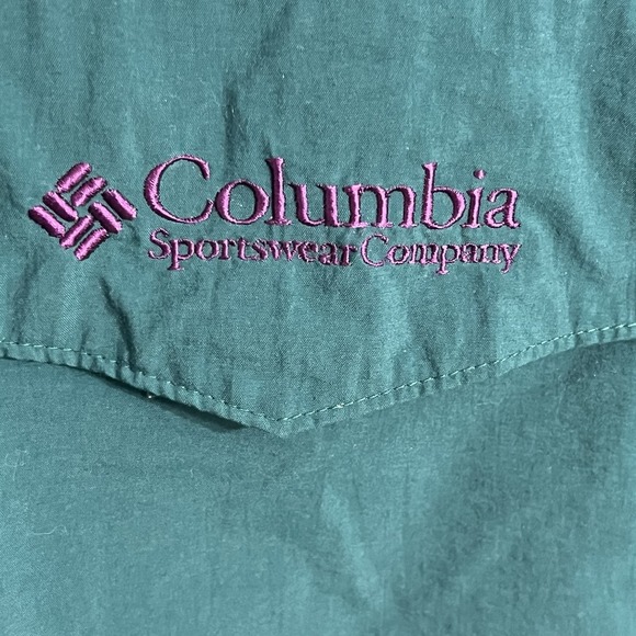 Vintage Columbia Sportswear Anorak Pullover Jacket Medium Teal Purple Hooded 90s - Picture 2 of 14